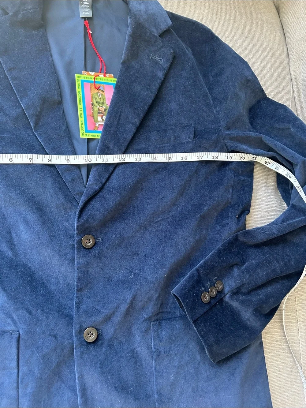 Open Box - Houston White -  Men's Velvet Blazer - Blue M Blue